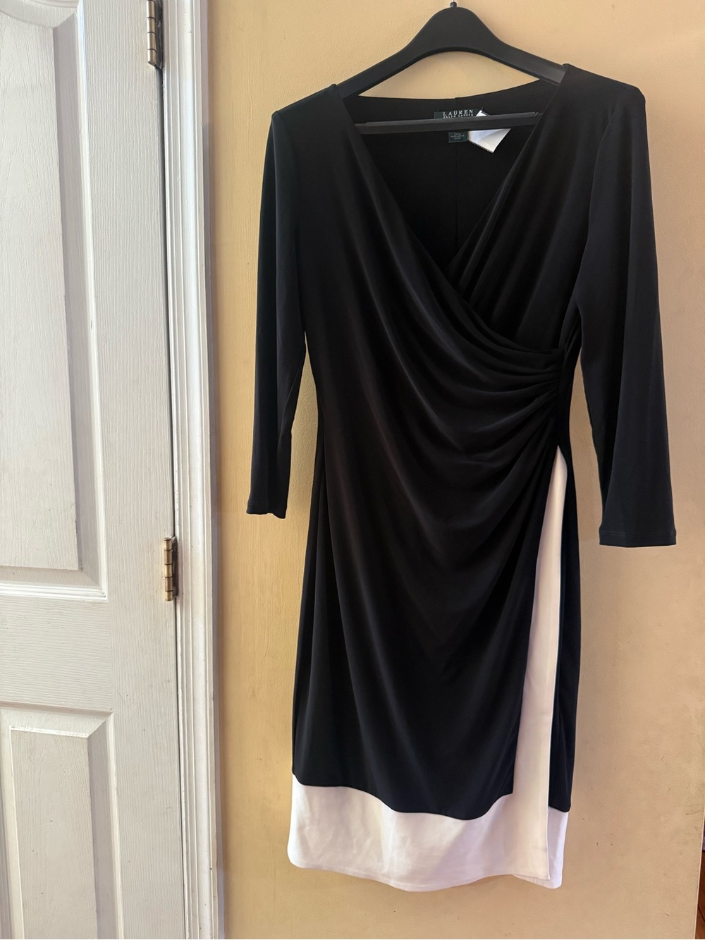 Lauren Ralph Lauren Black and White Wrap-Style Dress, size 8
